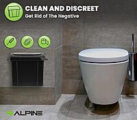 Alpine Sanitary Napkin Receptacle 2 Pack - Feminine Hygiene Disposal Container, Wall Mounted Trash Can with Odor Control Seal & Installation Hardware, 4 Litter, ABS Plastic (Black)