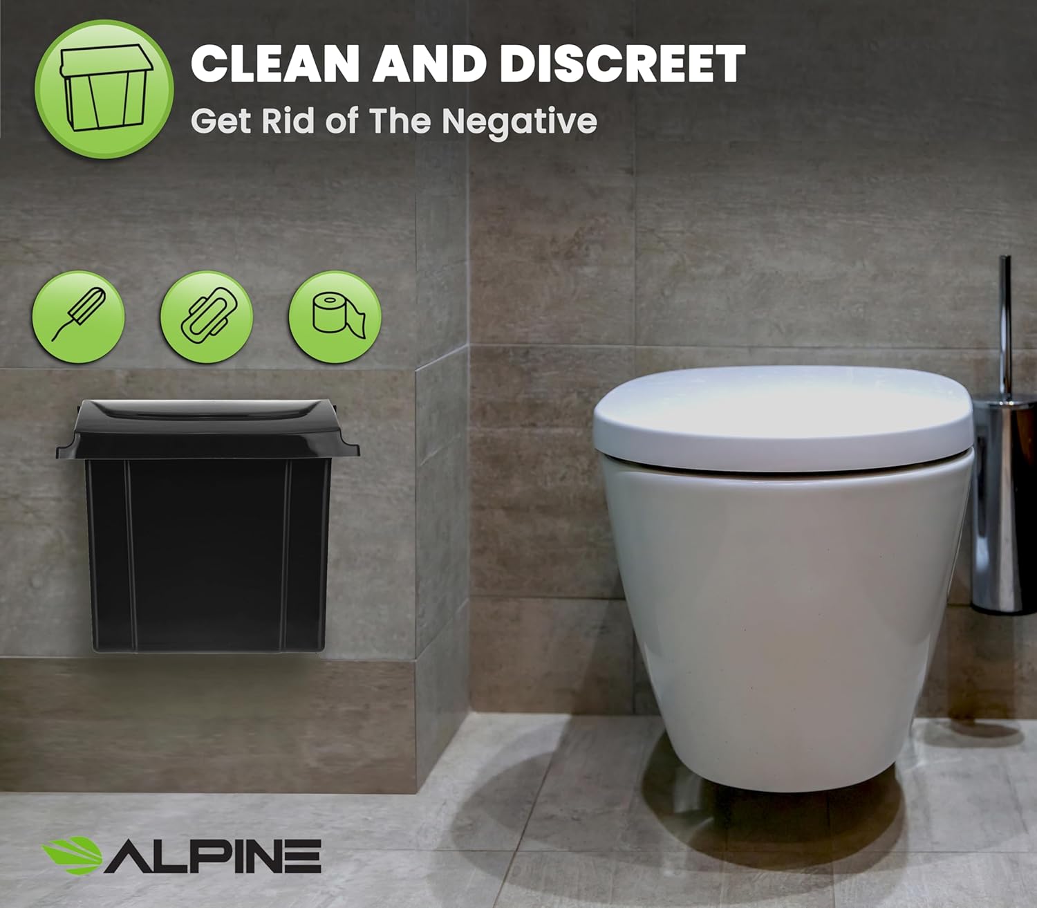 Alpine Sanitary Napkin Receptacle 2 Pack - Feminine Hygiene Disposal Container