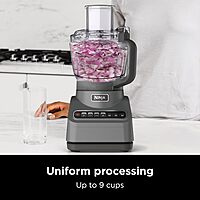 Ninja Food Processor, Professional Plus, 1000 Peak Watts, 4 Functions for Chopping, Slicing, Purees & Dough with 9-Cup Processor Bowl, 3 Blades, Food Chute & Pusher, Silver, BN601 9-Cup Food Processor