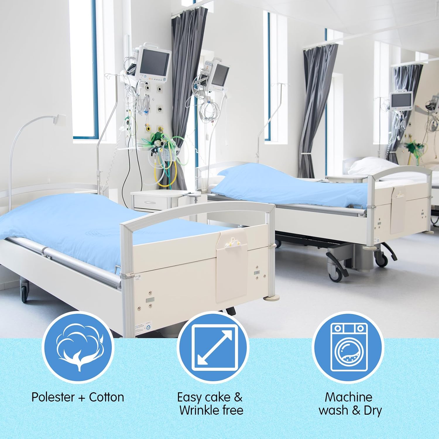 Juego de 12 sábanas de hospital de 36 x 84 x 14 pulgadas