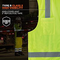 Ergodyne GloWear 8249Z Hi-Vis Surveyor Safety Vest, Solid Front Mesh Back, Type R Class 2