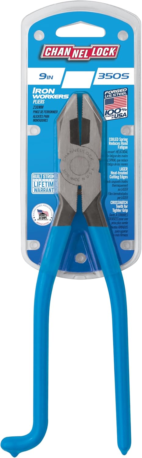 Channellock 350S 9-Inch Ironworkers Plier with Spring, High carbon steel