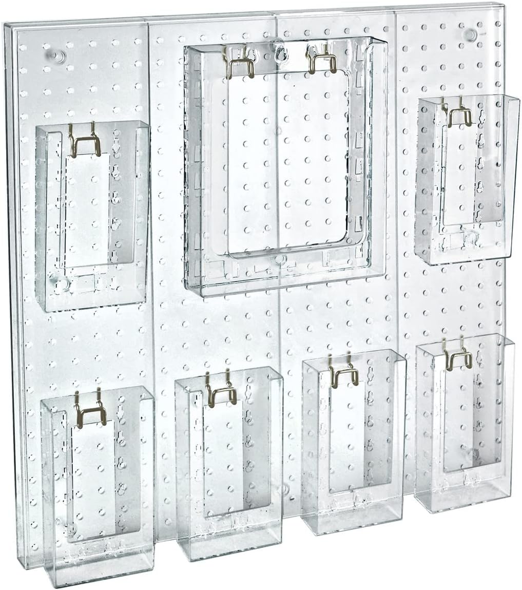 Azar Displays Multi-Tier Acrylic Pegboard Wall Brochure Holder
