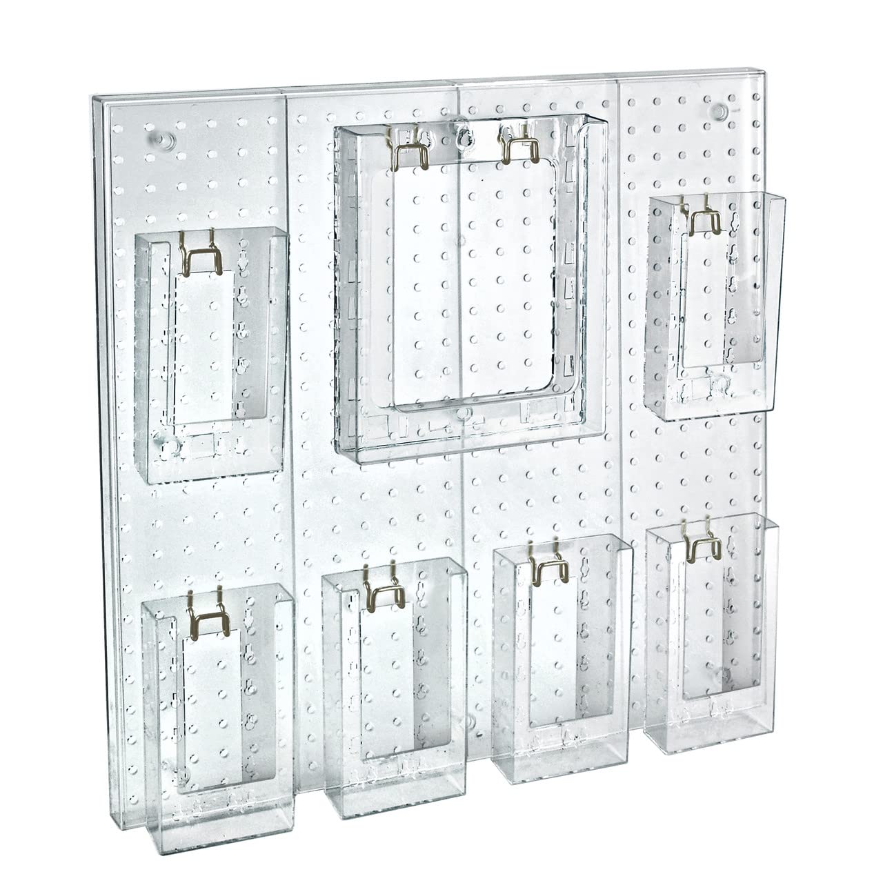 Azar Displays Multi-Tier Acrylic Pegboard Wall Brochure Holder