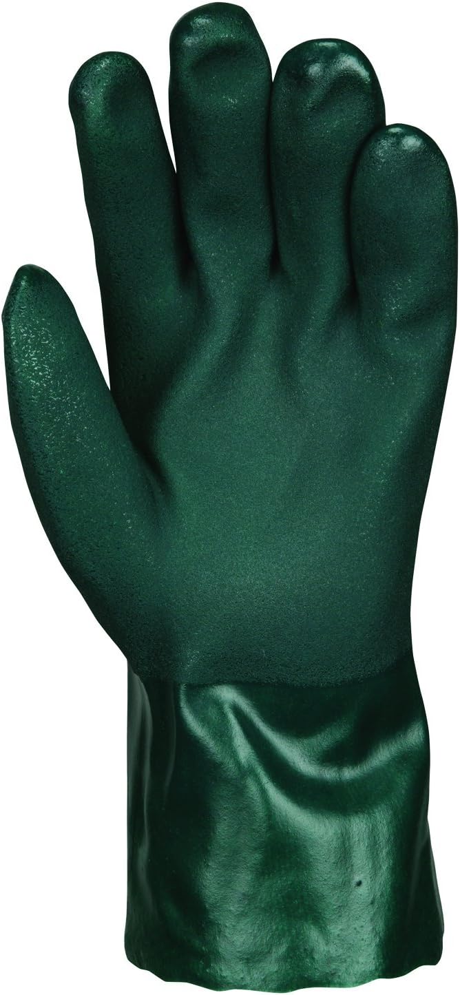 MCR Safety 6412 Memphis 12" Premium Double Dipped PVC Nitrile Reinforced Gloves, Jersey Lined with Sandy Finish, Large