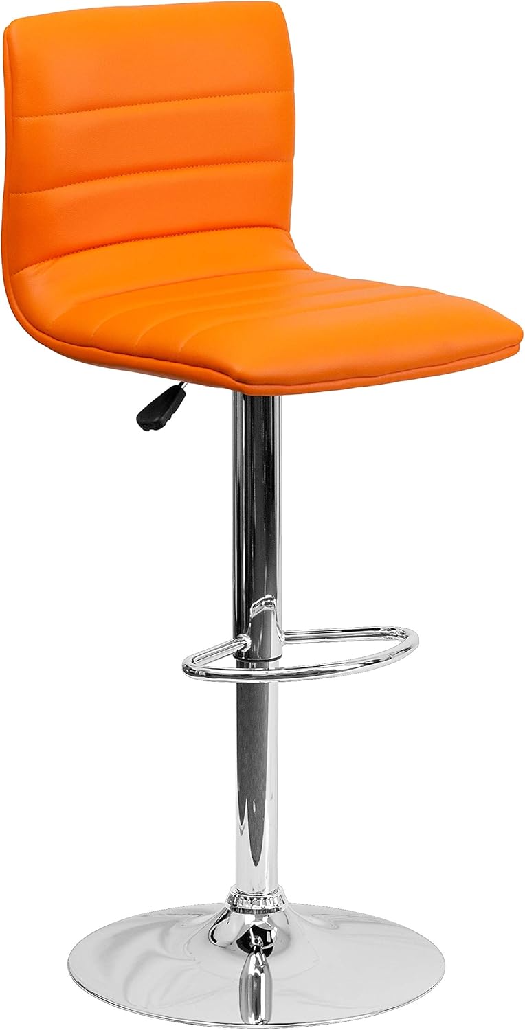 FLASH FURNITURE Vincent Adjustable Mid-Back Barstool with Vinyl Upholstery and Chrome Base