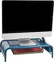 MIND READER Monitor Stand Ventilated Metal Mesh Laptop Riser and Desktop Organizer