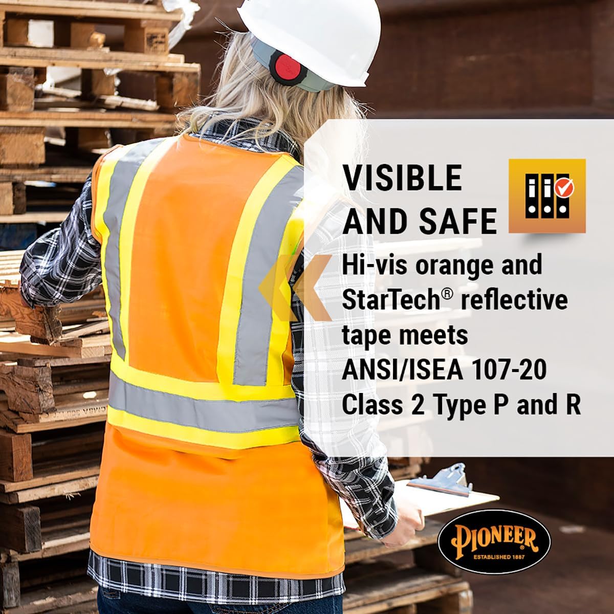 Pioneer Safety Vest for Women With Pockets - Hi-Vis Reflective Tape