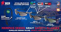 MCR Safety Glasses MP112 Memphis Series Gray Lens with Blue Light and UV Protection and Scratch Resistant Coating