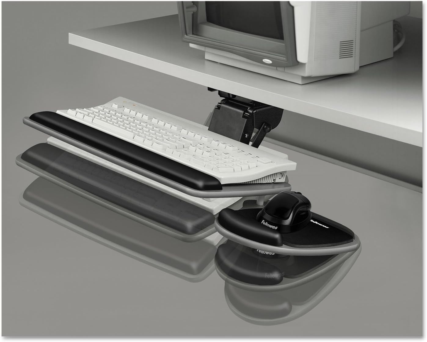 Fellowes 93841 Adjustable Standard Keyboard Platform, 20-1/4w x 11-1/8d, Graphite/Black