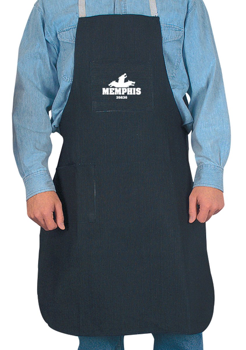 MCR Safety 39836 36-Inch Denim Memphis Leather Apron with 2 Pocket, Blue, 1-Pair