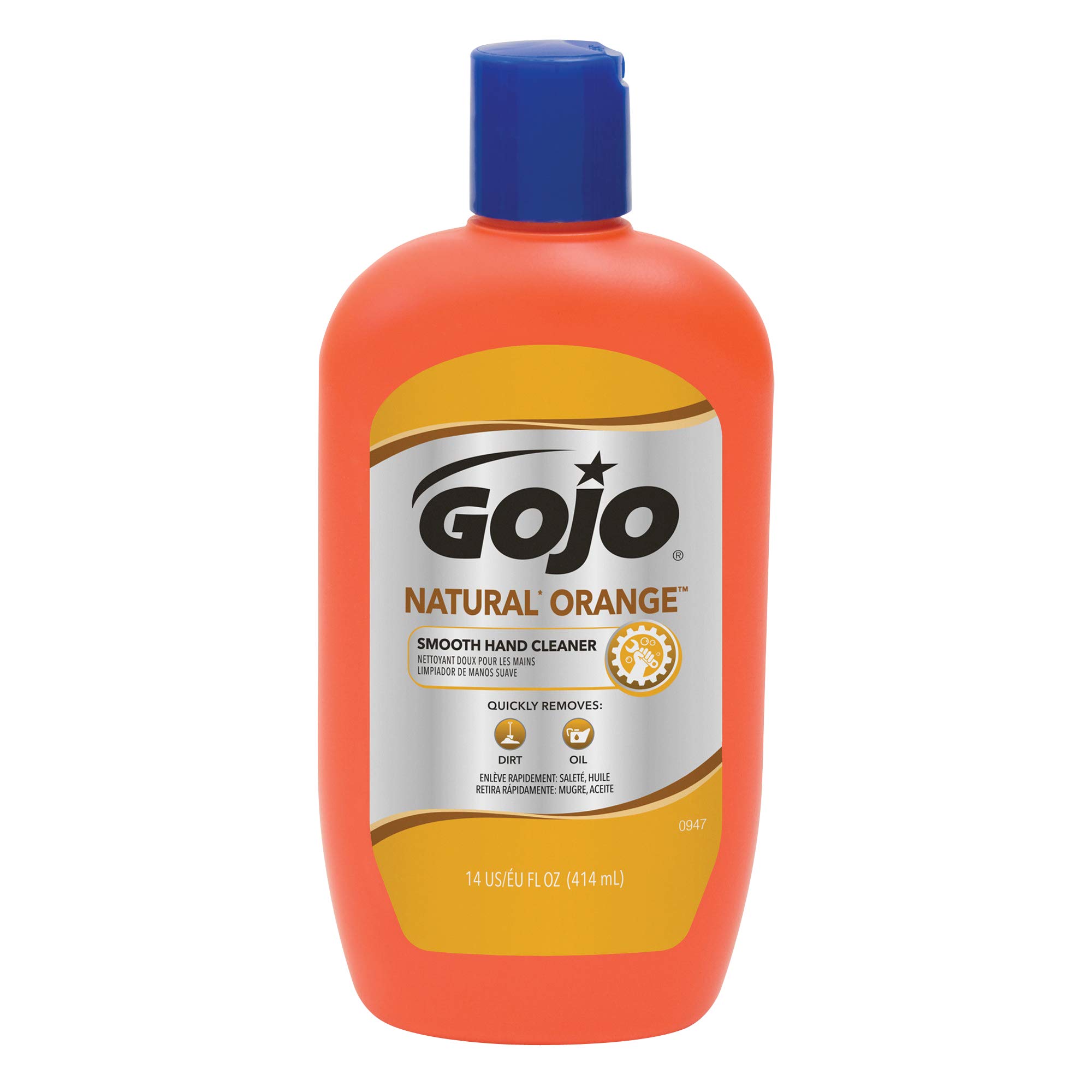 GOJO NATURAL ORANGE Smooth Hand Cleaner, 14 fl oz Quick-Acting Lotion Hand Cleaner Flip-Cap Squeeze Bottle (Pack of 12)