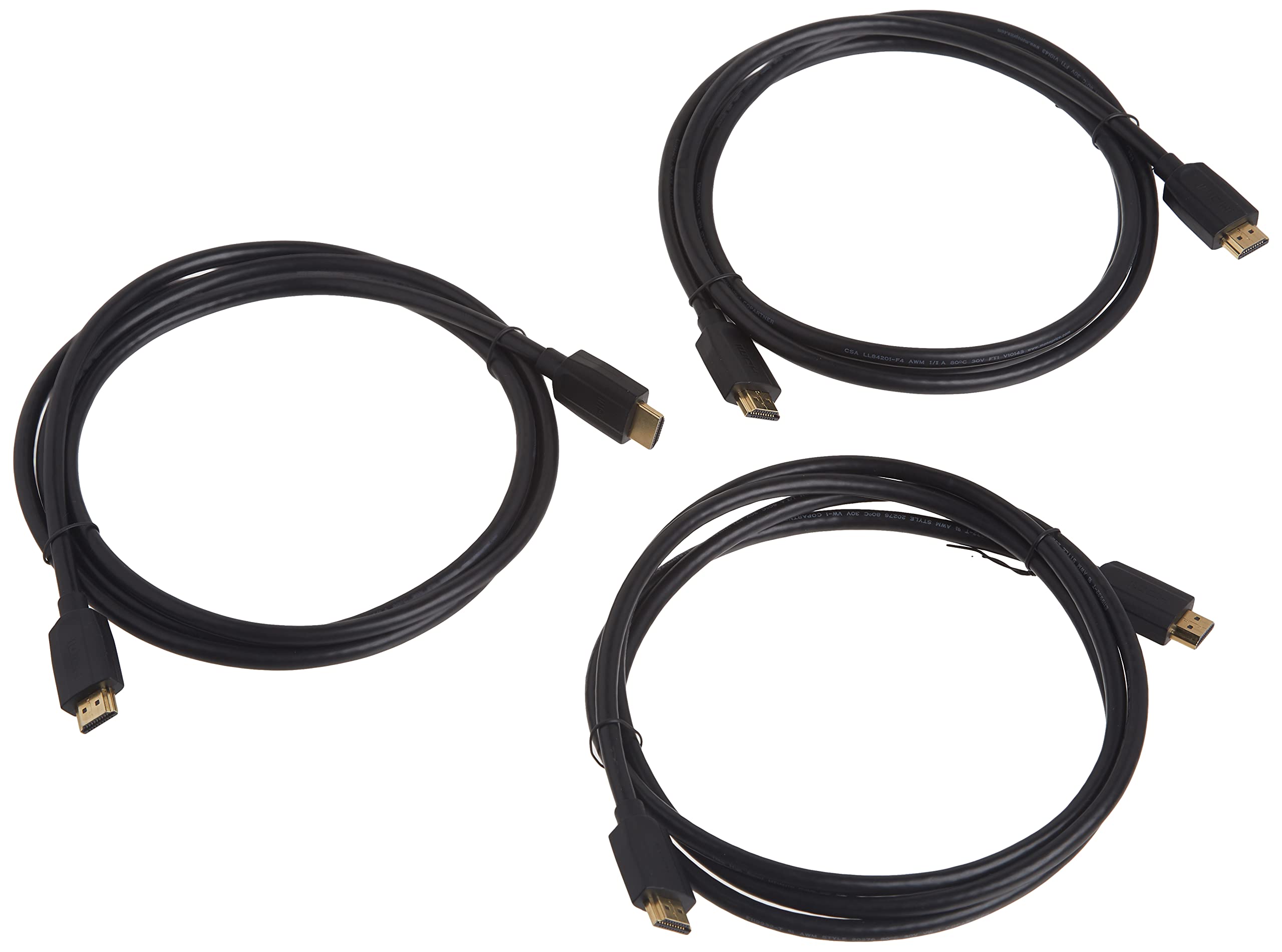 Monoprice 8K Ultra High Speed HDMI Cable - HDMI 2.1, 8K@60Hz, 4K@120Hz, 48Gbps, HDR, VRR, 6ft, Black - 3 pack 3 Pack Cable