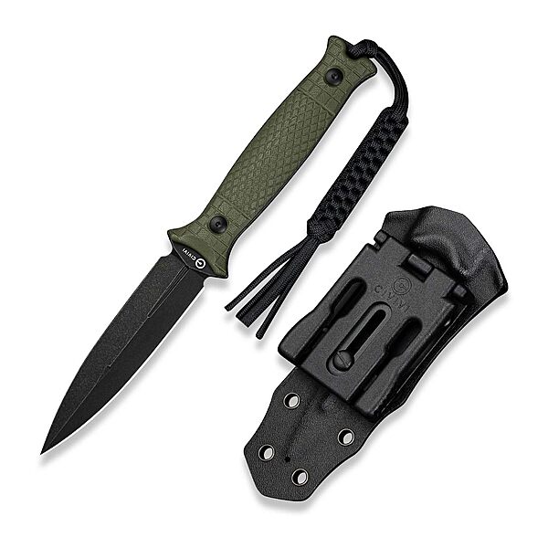 CIVIVI Perfrico Fixed Blade Knife 4.49" Single-edge 14C28N Full Tang Textured G10 Handle with Kydex Sheath, T-clip and Lanyard
