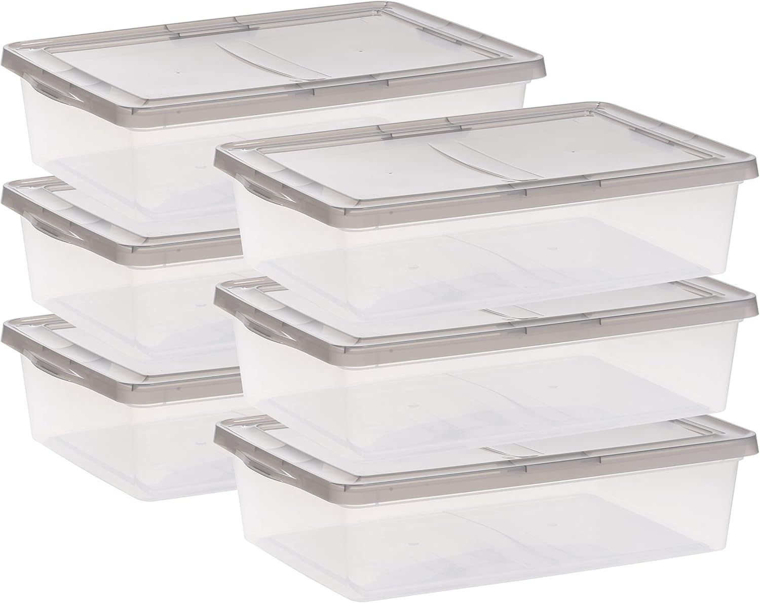 IRIS USA Plastic Storage Bin Tote Organizing Container with Latching Lid, Stackable and Nestable (28 Qt. - 6 Pack)