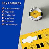 Avery Printable Wraparound Band Labels, Sure Feed Technology, 1.5" x 3.5", Bright Yellow, Cigar Band Labels