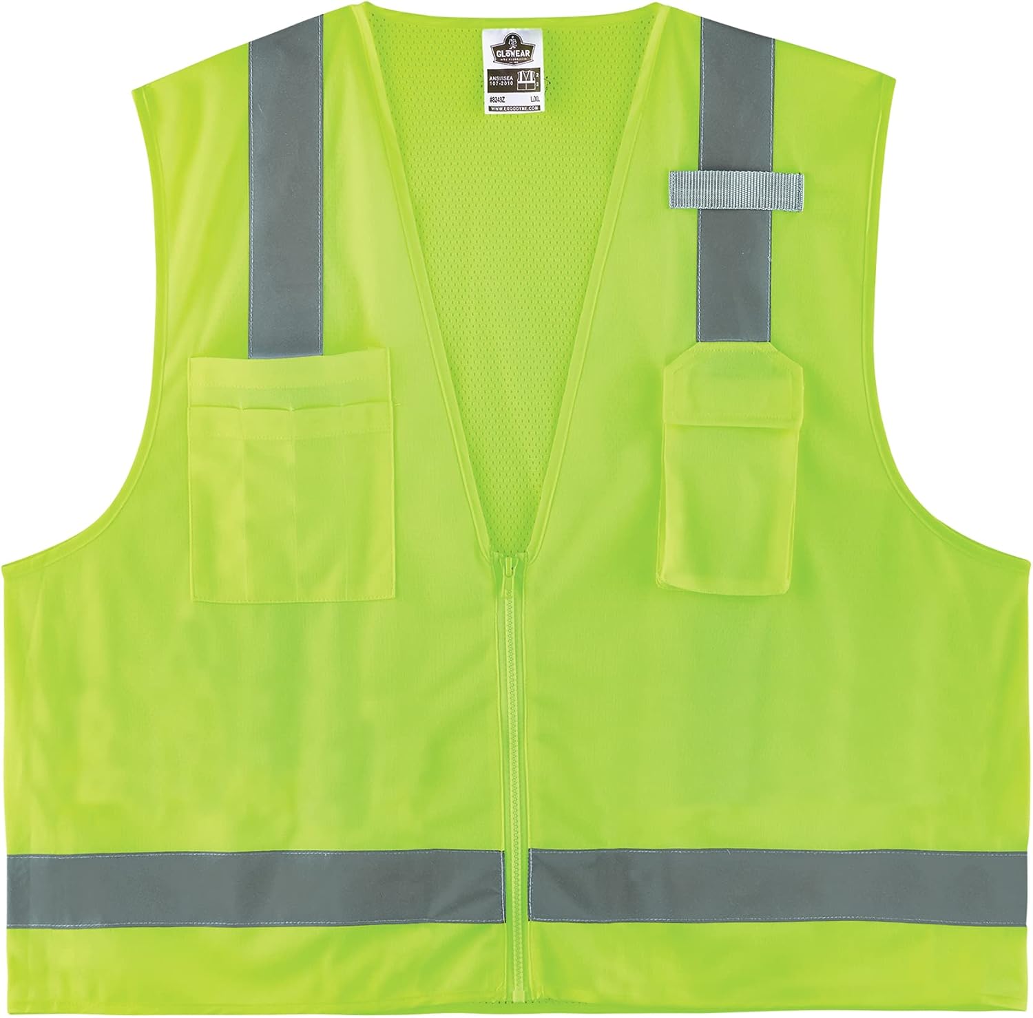 Ergodyne GloWear 8249Z Hi-Vis Surveyor Safety Vest, Solid Front Mesh Back, Type R Class 2