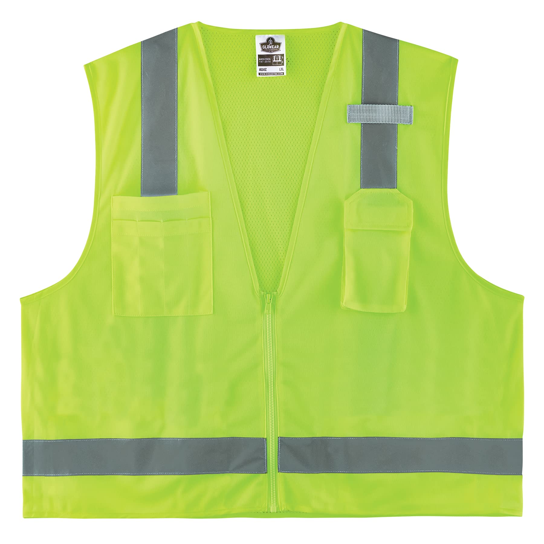 Ergodyne GloWear 8249Z Hi-Vis Surveyor Safety Vest, Solid Front Mesh Back, Type R Class 2