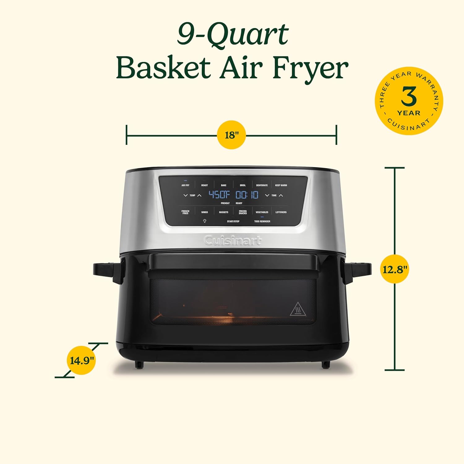 Cuisinart Air Fryer Basket with Window and Presets