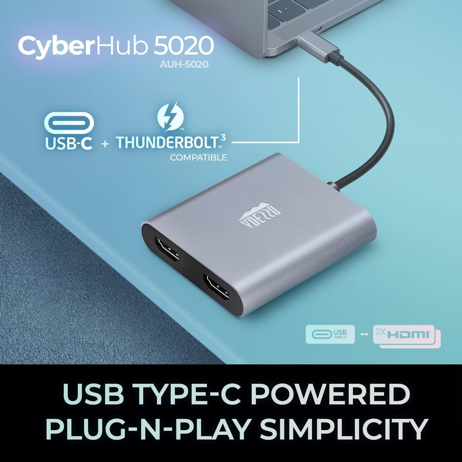 USB C to Dual HDMI Adapter, Compact and Portable USB C Adapter, Supports 4K@60Hz and Dual 2K/1080P@60Hz