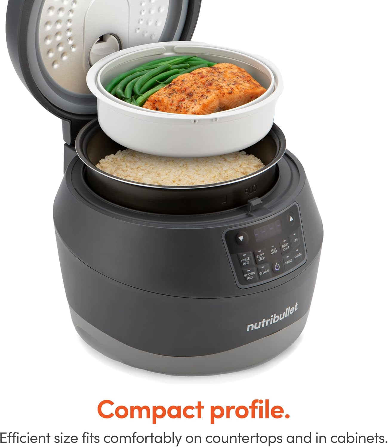 Nutribullet 2.5-Quart EveryGrain Cooker, 8-5/8inH x 10-5/8inW x 11-7/16inD, Black