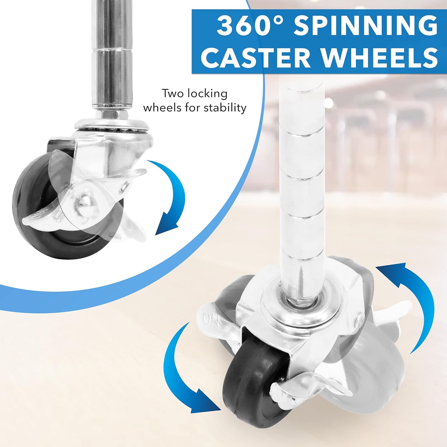 Mount-It! 5 Tier Chrome Wire Shelving on Wheels, Versatile, Adjustable Shelf Height Metal Storage Organizer for Kitchen