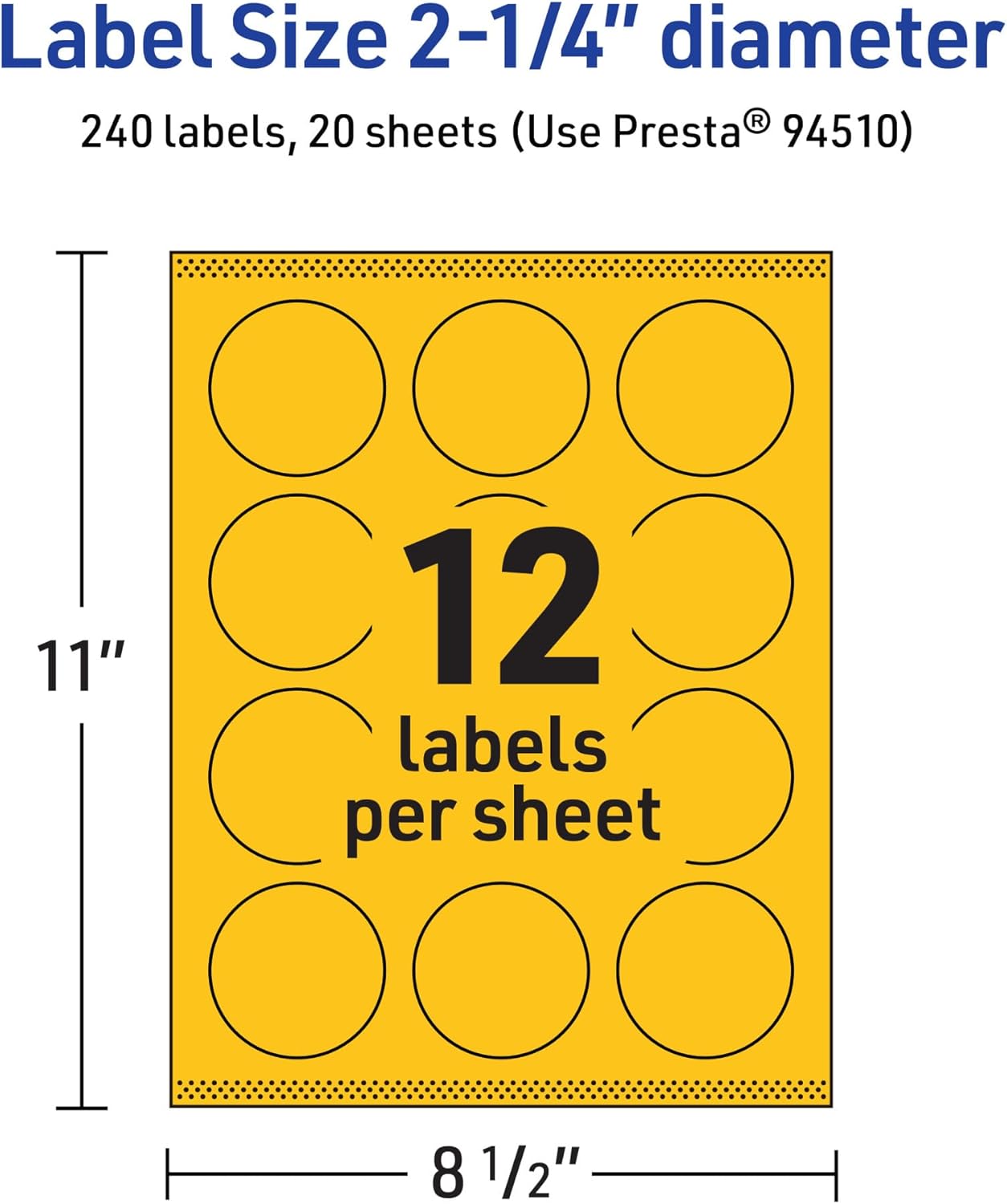 Avery Printable Round Labels, Sure Feed Technology, 2-1/4" Diameter, Print-to-the-Edge, Laser/Inkjet Printable