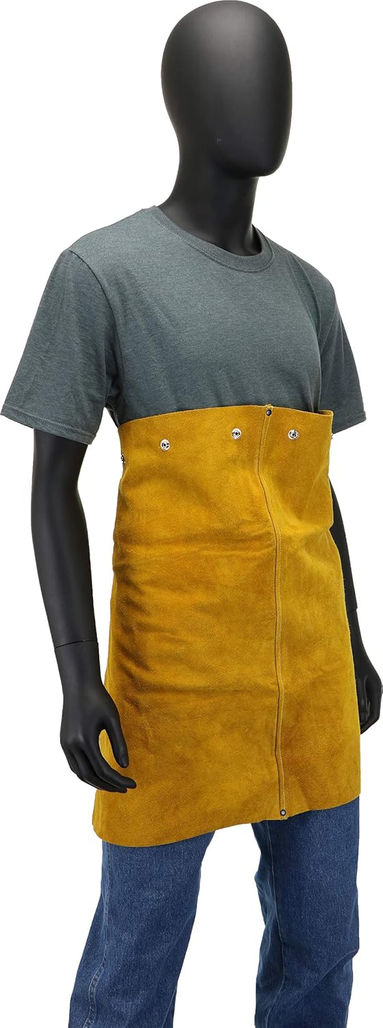 IRONCAT 7001 Leather Bib - 24 in. x 17 in. Heat Resistant Safety Wear in Golden Yellow for Welding. Safety Apparel 23" x 17"