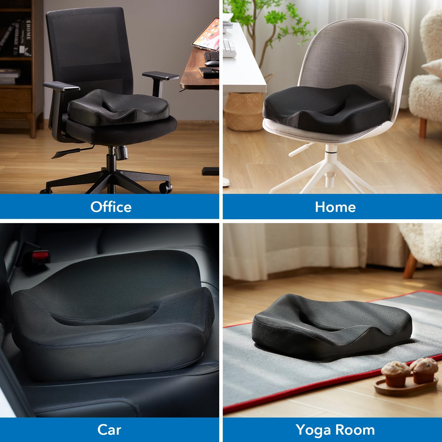 Mount-It! Office Seat Cushion, Premium Ergonomic Memory Foam with Cooling Gel