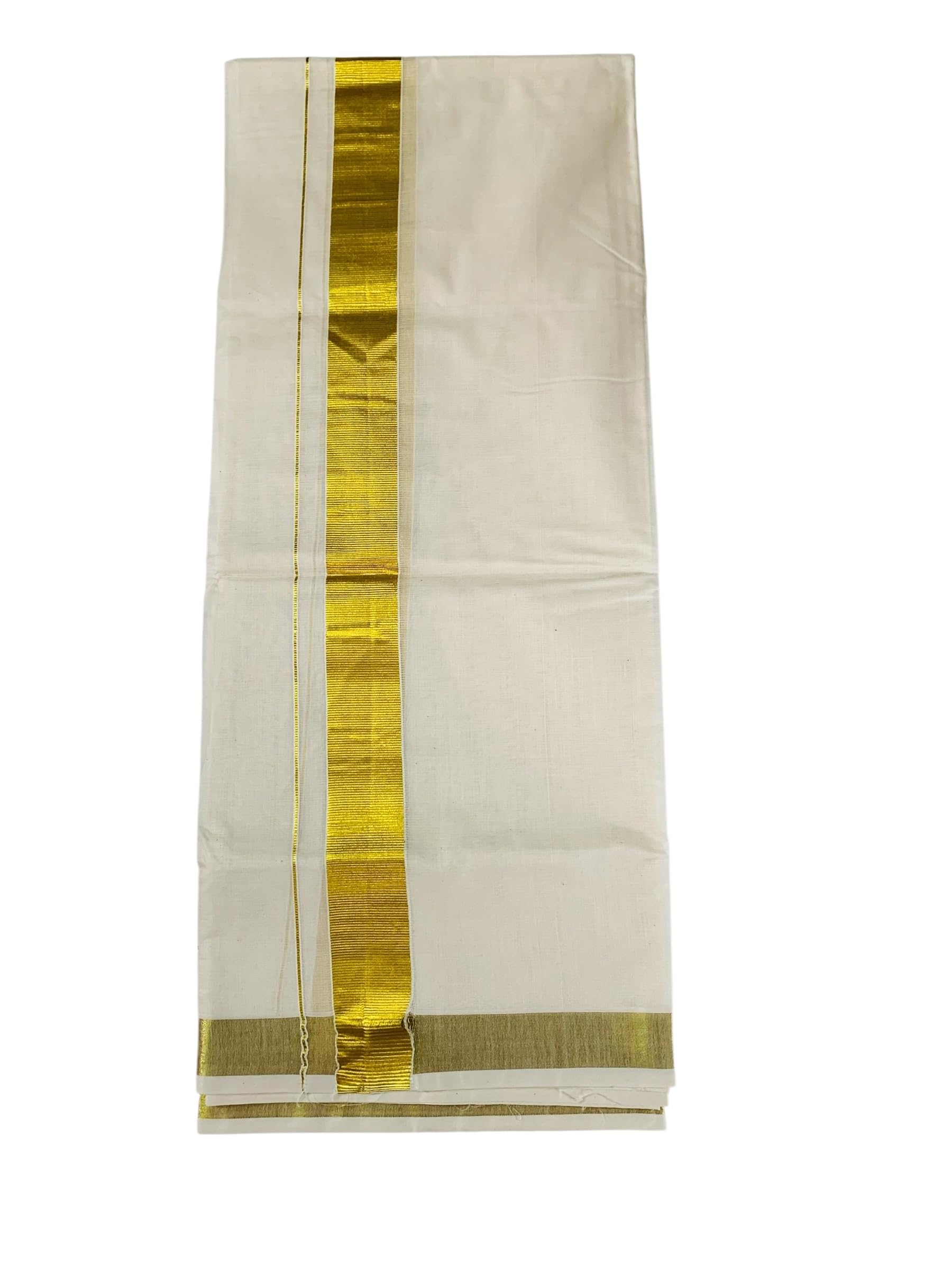 Kuthampully Men's Kerala Kasavu Dhothi Cotton | Golden Kerala Kasavu Mundu | Plain Cotton Dhoti For Men | Traditional South Indian Kasavu Mundu | EKM-887 | Pack -1