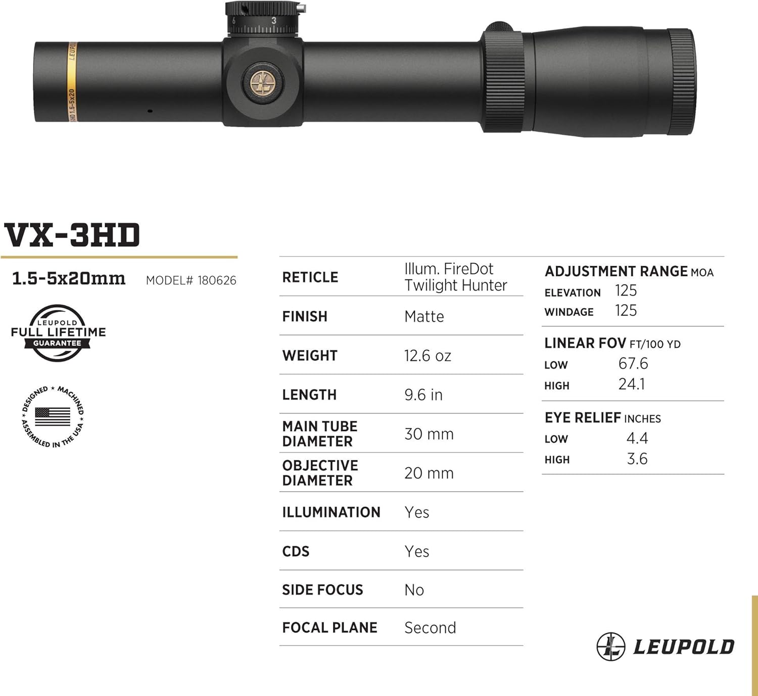 Leupold VX-3HD Riflescope with CDS-ZL ZeroLock Dial