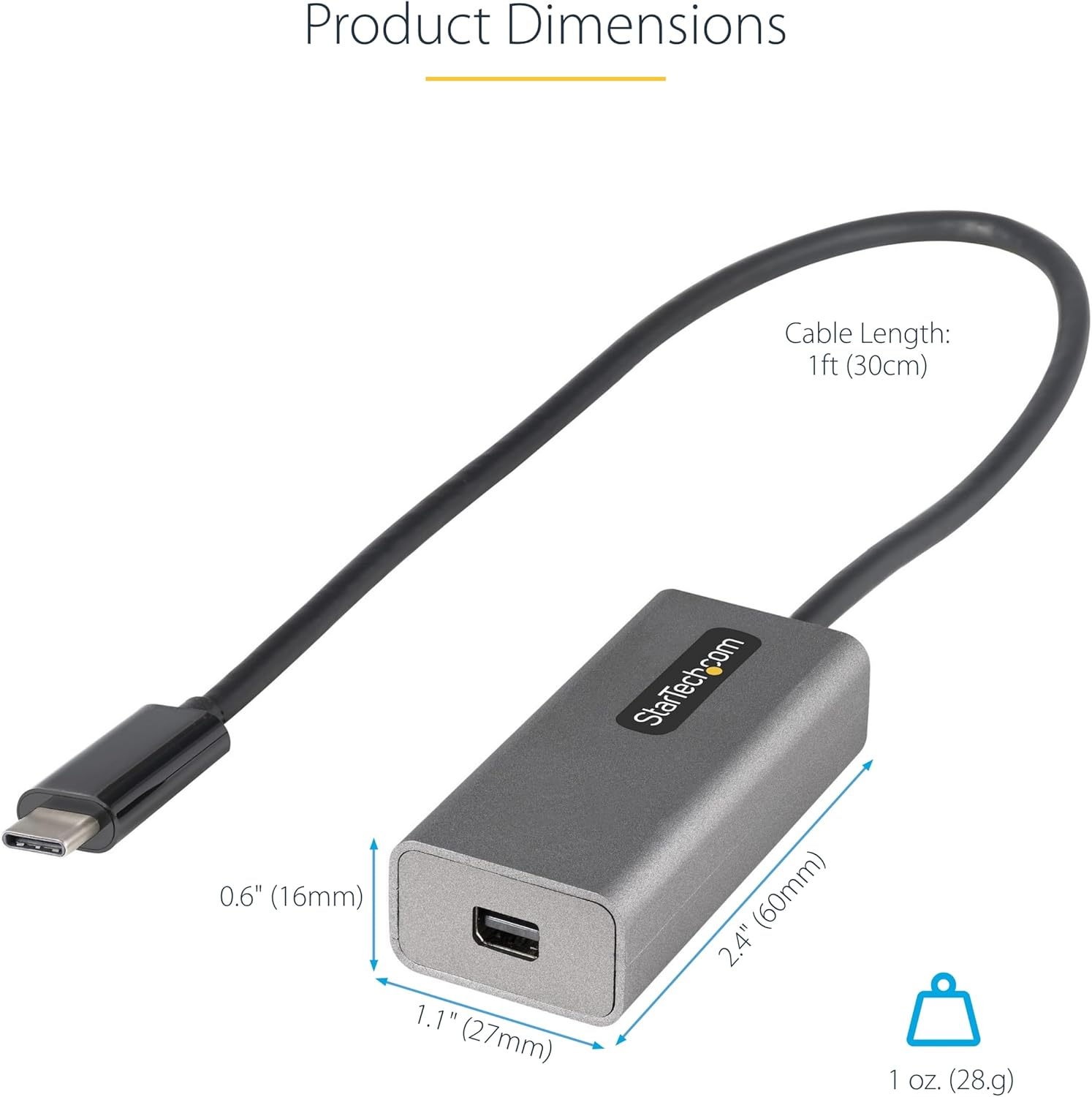 StarTech.com USB-C to Mini DisplayPort Adapter - 4K 60Hz (CDP2MDP)