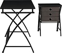 OSP Home Furnishings Olympic Utility Home Office Desk with Nesting 3-Drawer Storage Stand