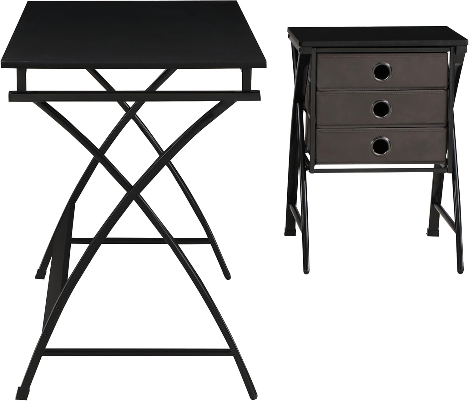 OSP Home Furnishings Olympic Utility Home Office Desk with Nesting 3-Drawer Storage Stand