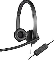 Logitech H570e Wired Headset, Stereo Headphones with Noise-Cancelling Microphone, USB, In-Line Controls with Mute Button, Indicator LED, PC/Mac/Laptop - Black UC Version Stereo, USB-A
