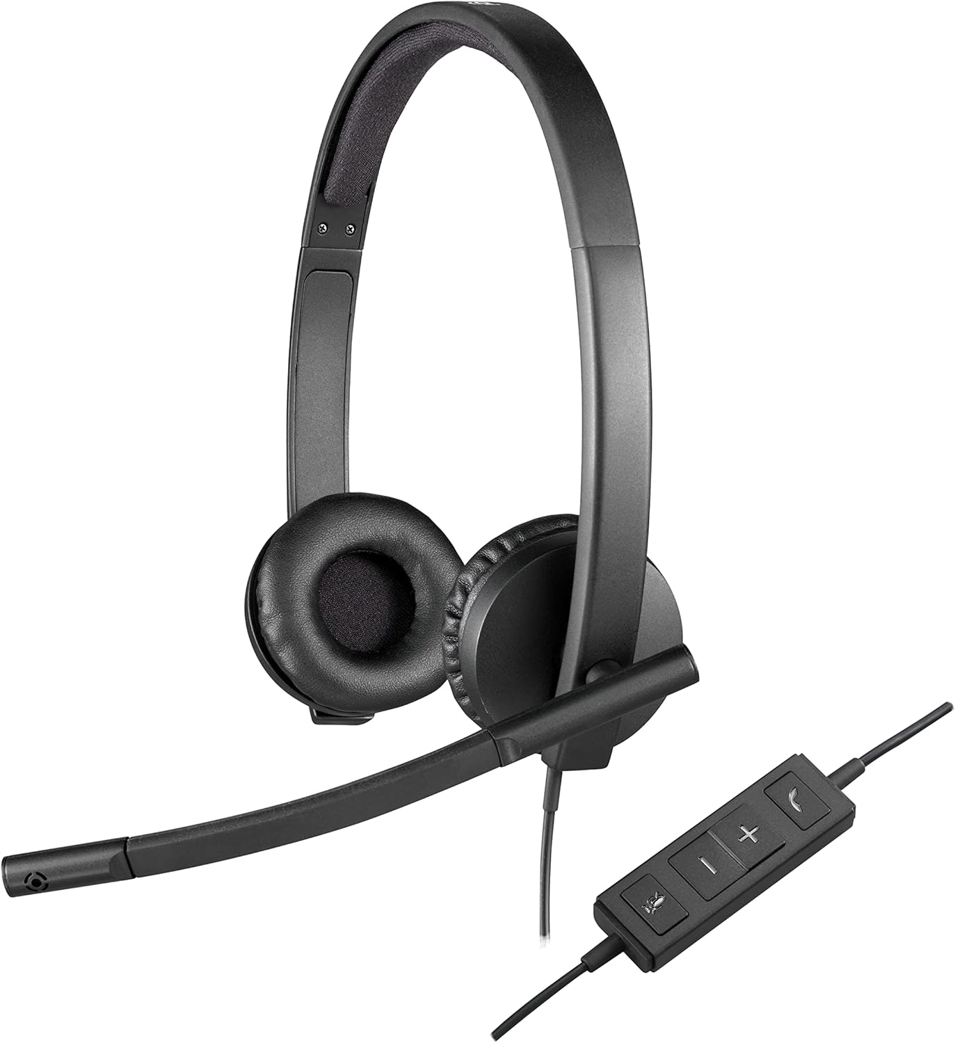 Logitech H570e Wired Headset, Stereo Headphones with Noise-Cancelling Microphone, USB, In-Line Controls with Mute Button