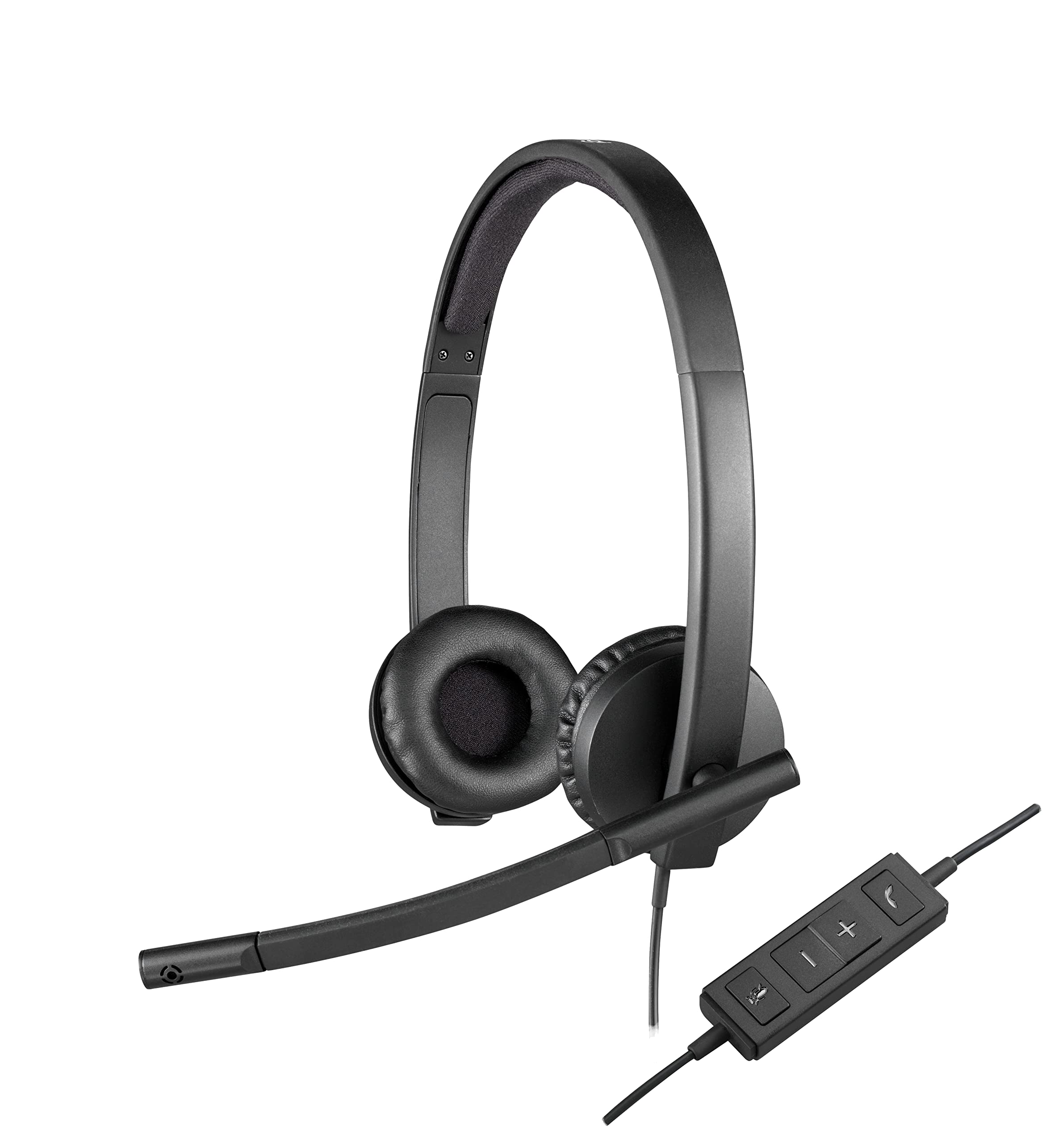 Logitech H570e Wired Headset, Stereo Headphones with Noise-Cancelling Microphone, USB, In-Line Controls with Mute Button