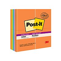 Post-it Super Sticky Notes, 24 Sticky Note Pads, 3 x 3 in., School Supplies for Students, Ideal for Textbooks, Notebooks