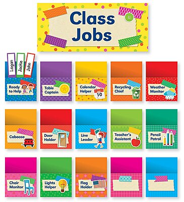 Scholastic Teachers Friend Tape It Up! Class Jobs Bulletin Board Set, Pre-K To Grade 6