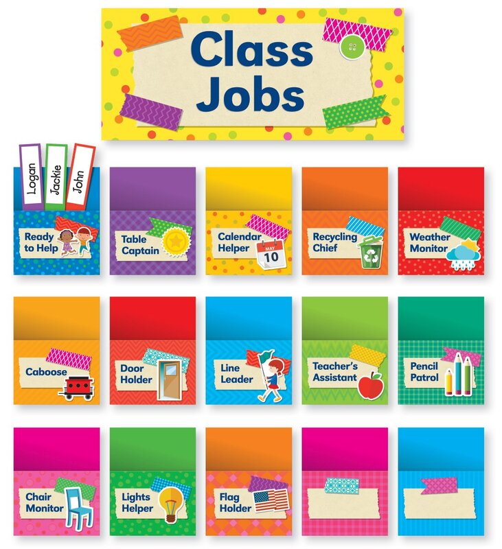 Scholastic Teachers Friend Tape It Up! Class Jobs Bulletin Board Set, Pre-K To Grade 6