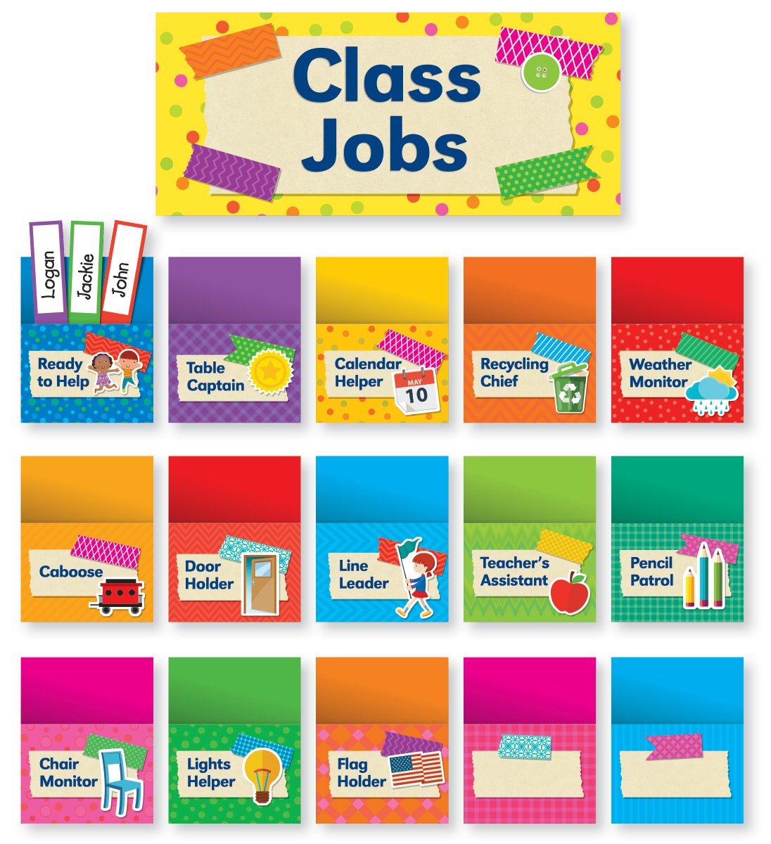 Scholastic Teachers Friend Tape It Up! Class Jobs Bulletin Board Set, Pre-K To Grade 6