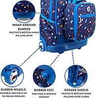 J World New York Unisex Kid's Duo Rolling Backpack with Lunch Box Set, Spaceship, One Size One Size Spaceship