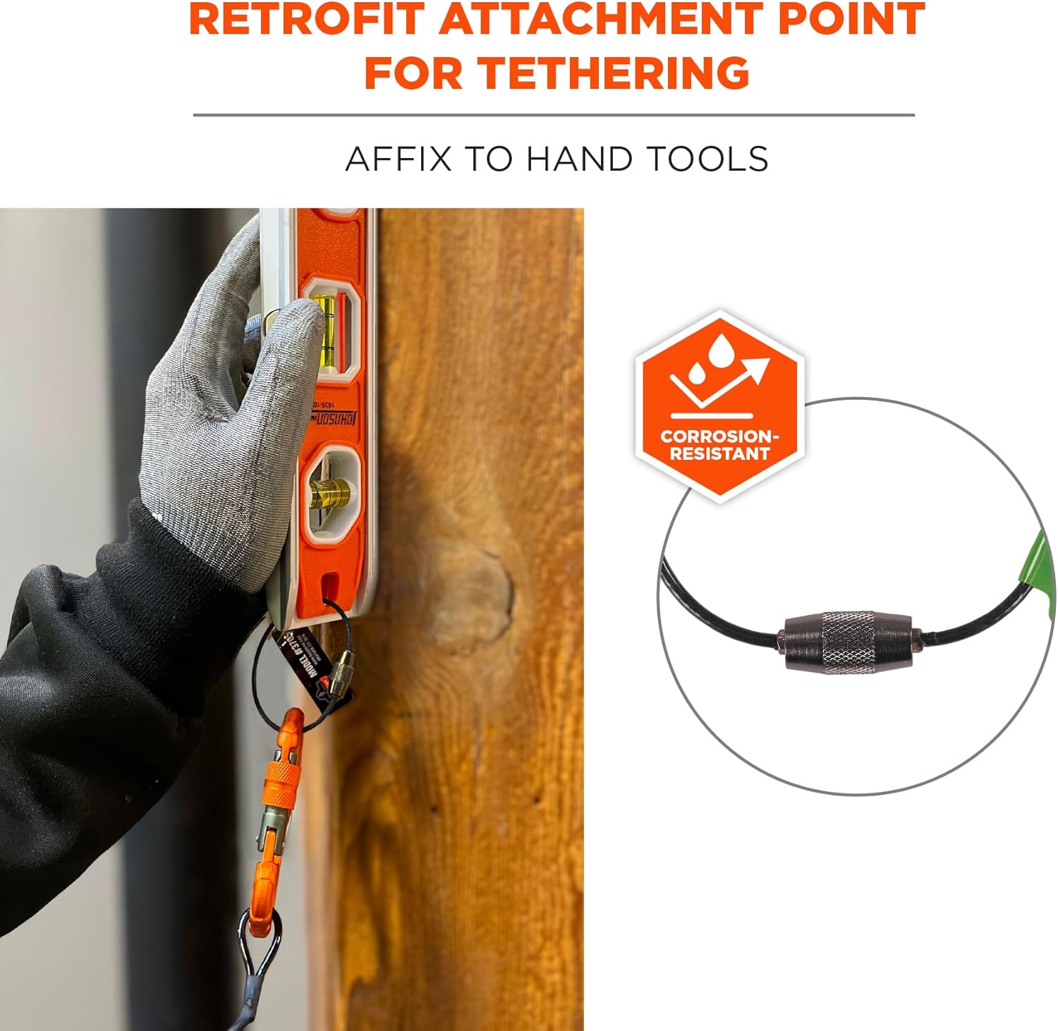 Ergodyne Squids 3708 Wire Cable Loop Tool Tethering Attachment, Screw Gate Opening, Weight Rating 3lbs, 6-Pack