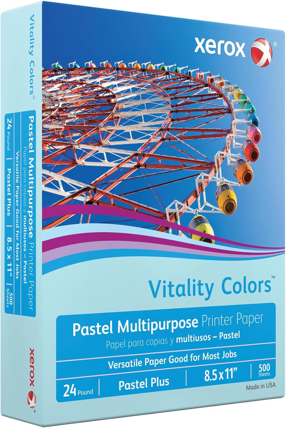 Xerox® Vitality Colors™ Pastel Plus Color Multi-Use Printer & Copy Paper, 1 Ream, Blue, Letter (8.5" x 11"), 500 Sheets