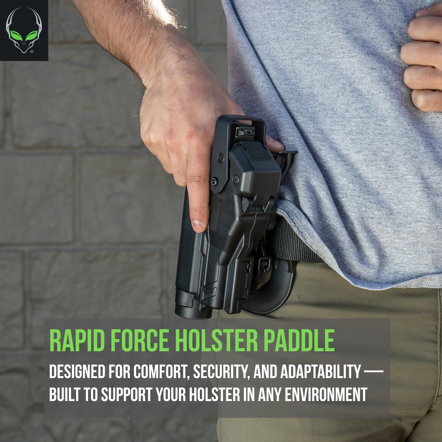 Alien Gear Rapid Force Holster Paddle – Secure Belt Fit up to 1 ¾” – Durable Polymer – Works with Rapid Force Level II