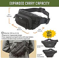 Maxpedition Keystone Versipack (14” x 6” x 6”) Tactical Crossbody Fanny Pack for Everyday Carry (Black) 0456B
