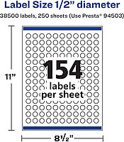 Avery Matte White Round Labels, Sure Feed Technology, 1/2" Diameter