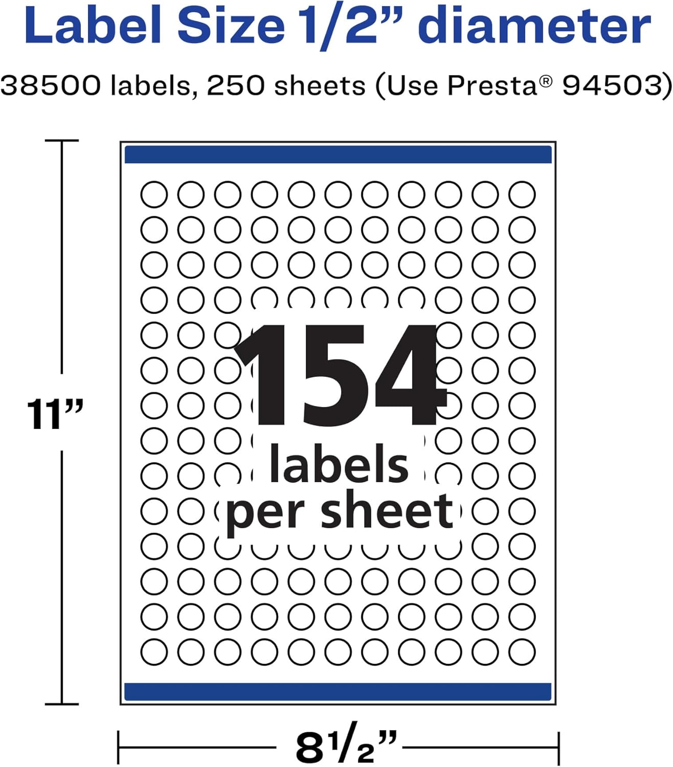 Avery Matte White Round Labels, Sure Feed Technology, 1/2" Diameter