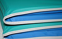 KinderMat, Jr. Daydreamer 2" Thick Rest Mat, 4-Section Rest Mat, 44" x 19" x 2", Blue/Teal with Grey Binding