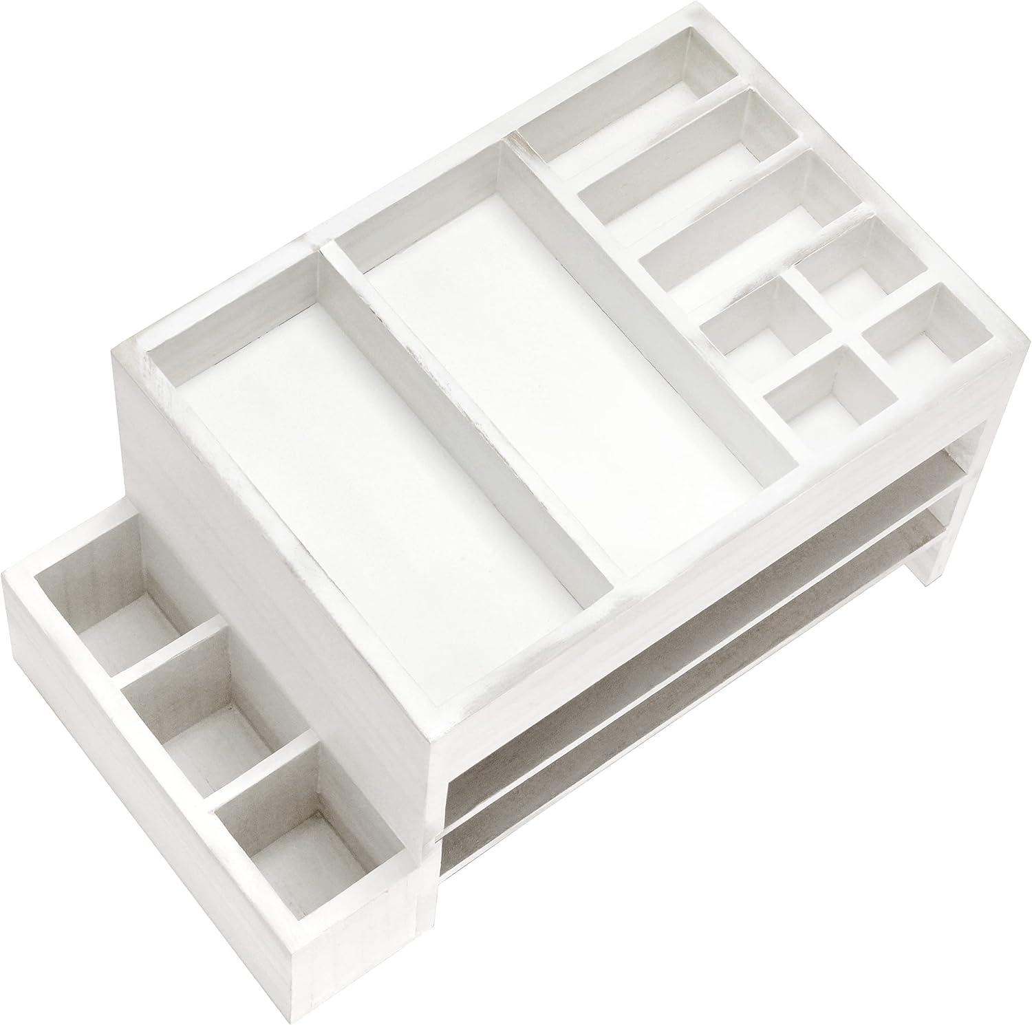 Elegant Designs Home Office Wood Tiered Desk Organizer with Storage Cubbies and Letter Tray